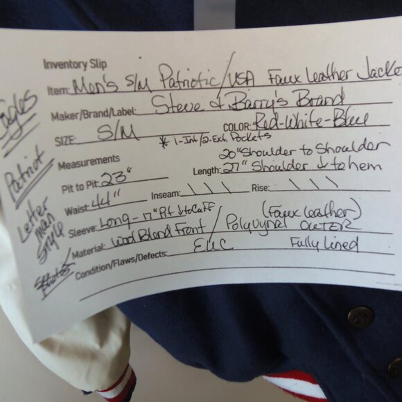 Steve & Barry's Letterman Style Jacket Faux Leather USA Patriotic Men's SZ S/M - Picture 2 of 12